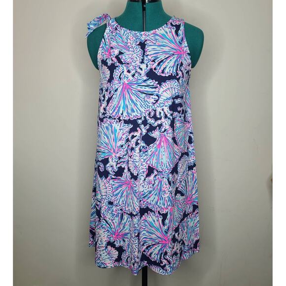 Lilly Pulitzer cotton Luella dress navy seahorse seashell print dress - small - Picture 1 of 6